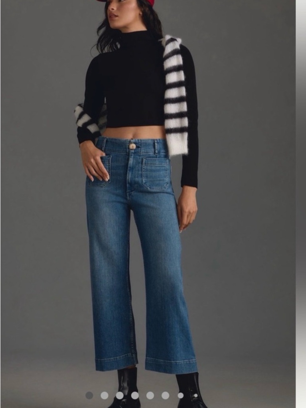 Anthropologie Blue Petite Maeve The Colette Denim Cropped Wide Leg Jeans 29
